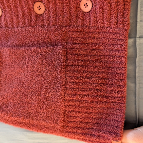 Barefoot Dreams CozyChic Women's Cardigan Button Down Rosewood Red XS NWOT - Picture 3 of 6
